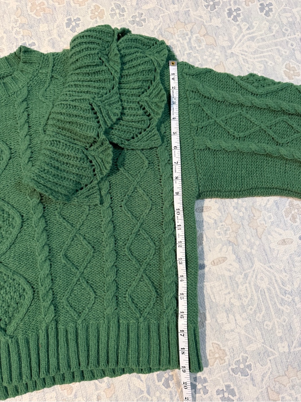 POL Ruffle Cable Knit Sweater - Chartreuse, Flutter, Boho, Whimsigoth, Romantic - Picture 8 of 8